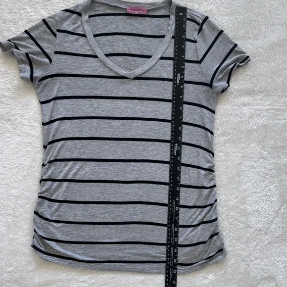 Ragdoll Maternity Grey Black Striped Shirt Size Small - Picture 5 of 6
